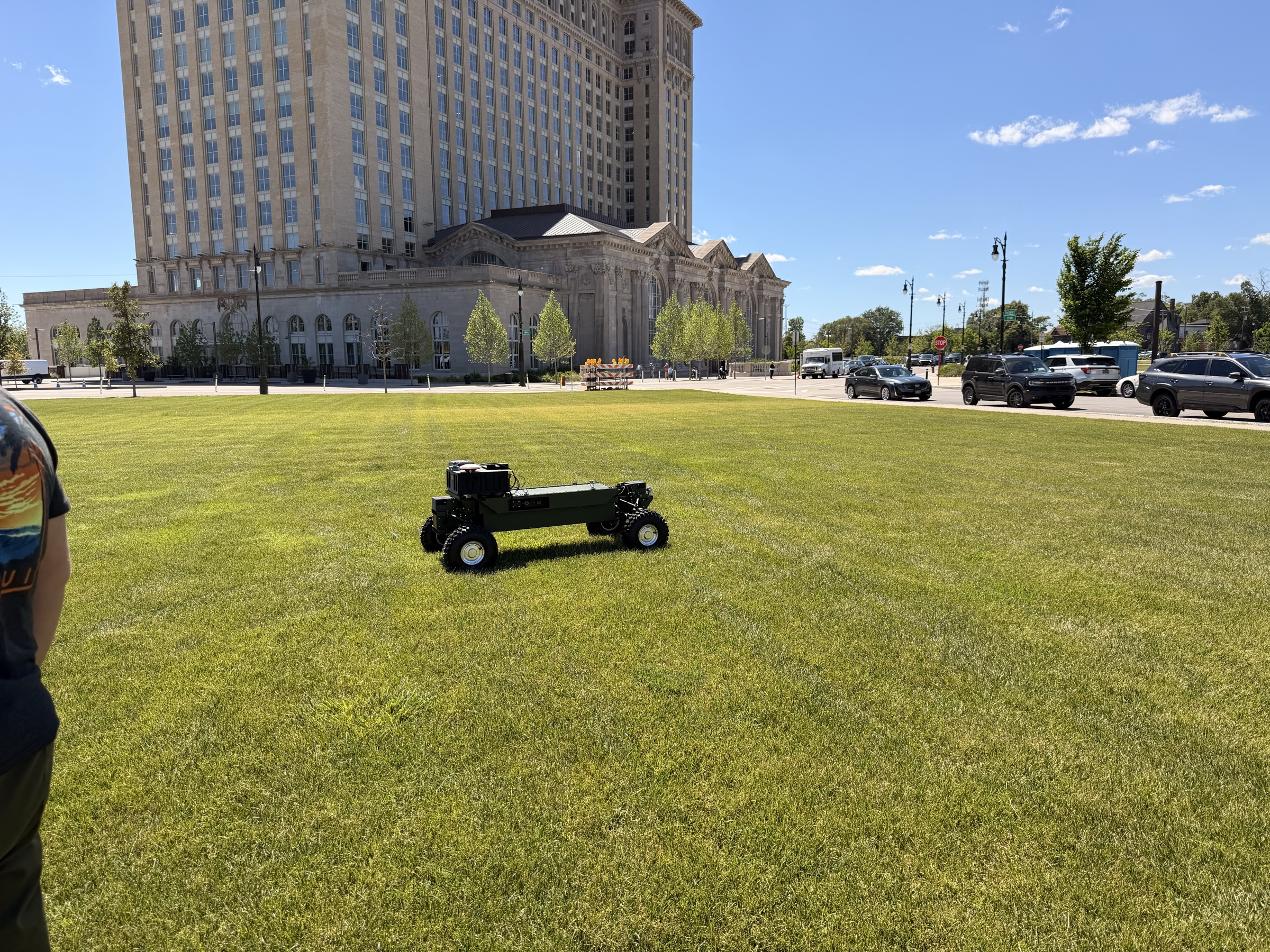 A MAST rover being tested on a lawn in Detroit